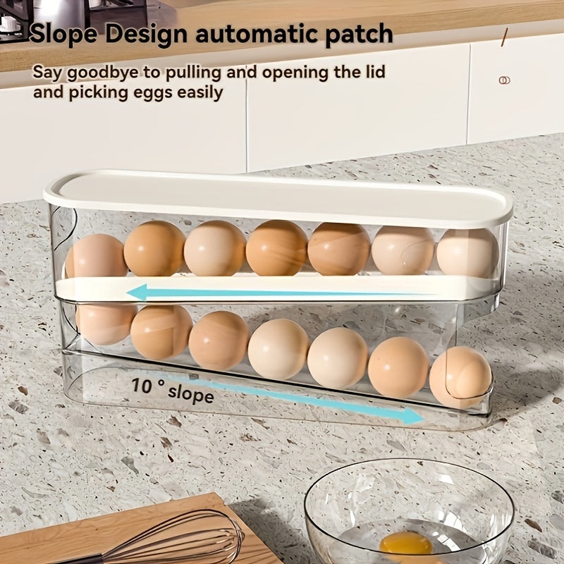 Space-Saving Double-Layer Rolling Egg Storage Box