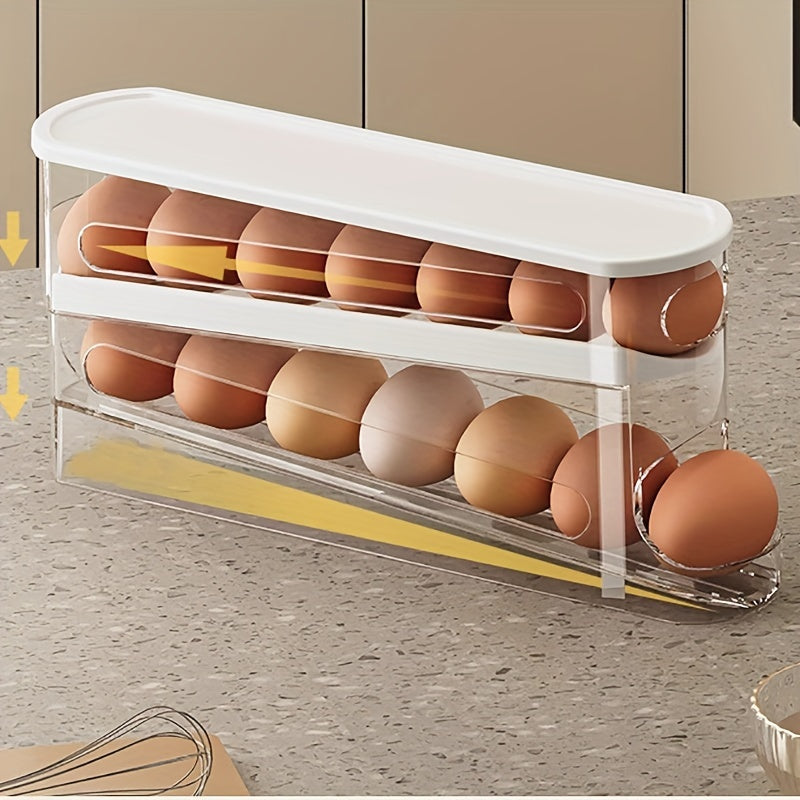 Space-Saving Double-Layer Rolling Egg Storage Box