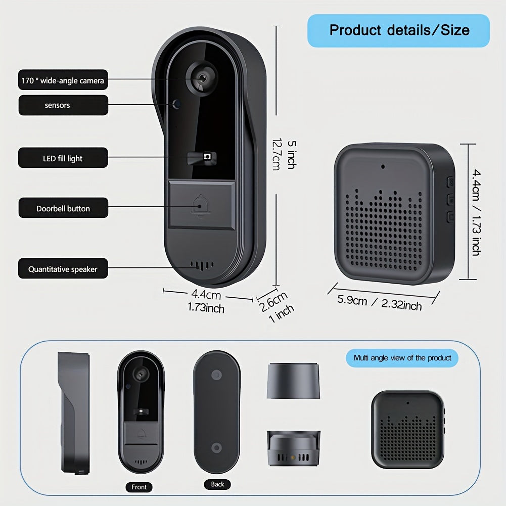 Tuya Smart 1pc HD Video Doorbell - Wi-Fi Enabled