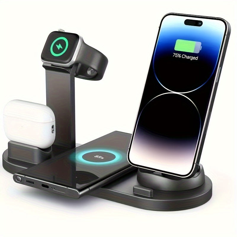 Fast Wireless Charging Station for iPhone 15, 14, 13, 12, 11/Pro/Max/Mini/Plus, X, XR, XS/Max, SE, 8/Plus, Airpods with Detachable Stand