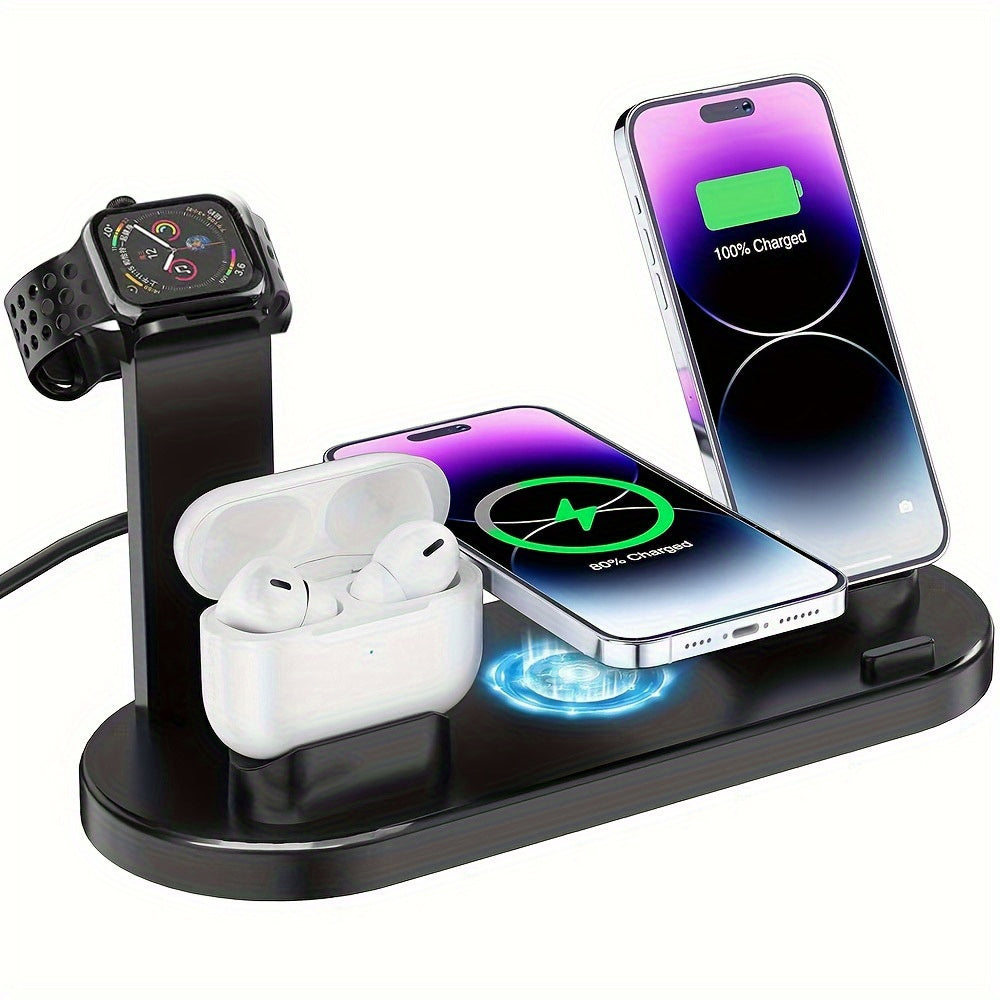 Fast Wireless Charging Station for iPhone 15, 14, 13, 12, 11/Pro/Max/Mini/Plus, X, XR, XS/Max, SE, 8/Plus, Airpods with Detachable Stand