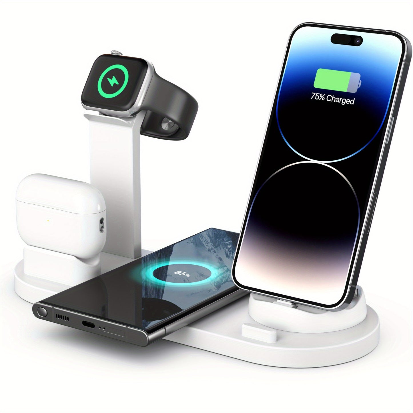 Fast Wireless Charging Station for iPhone 15, 14, 13, 12, 11/Pro/Max/Mini/Plus, X, XR, XS/Max, SE, 8/Plus, Airpods with Detachable Stand