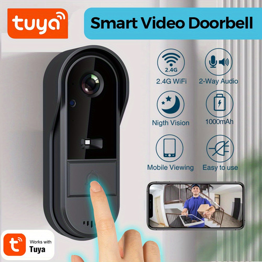 Tuya Smart 1pc HD Video Doorbell - Wi-Fi Enabled