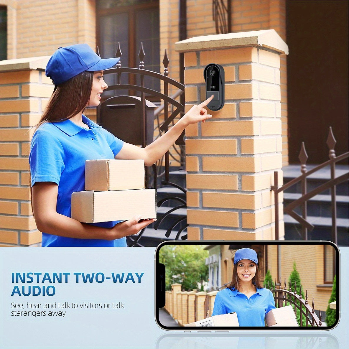 Tuya Smart 1pc HD Video Doorbell - Wi-Fi Enabled