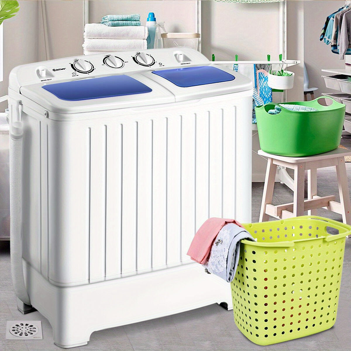 Portable Mini Washing Machine Washer Compact Twin Tub 20 lbs Spin