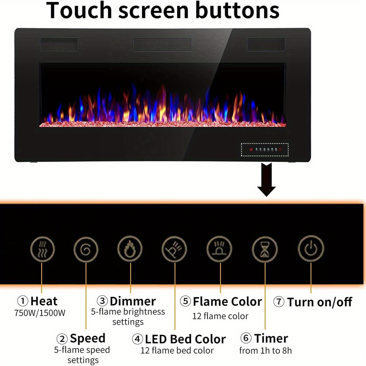 Xbeauty Electric Fireplace in-Wall Recessed and Wall Mounted