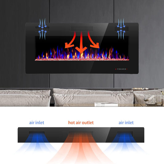 Xbeauty Electric Fireplace in-Wall Recessed and Wall Mounted