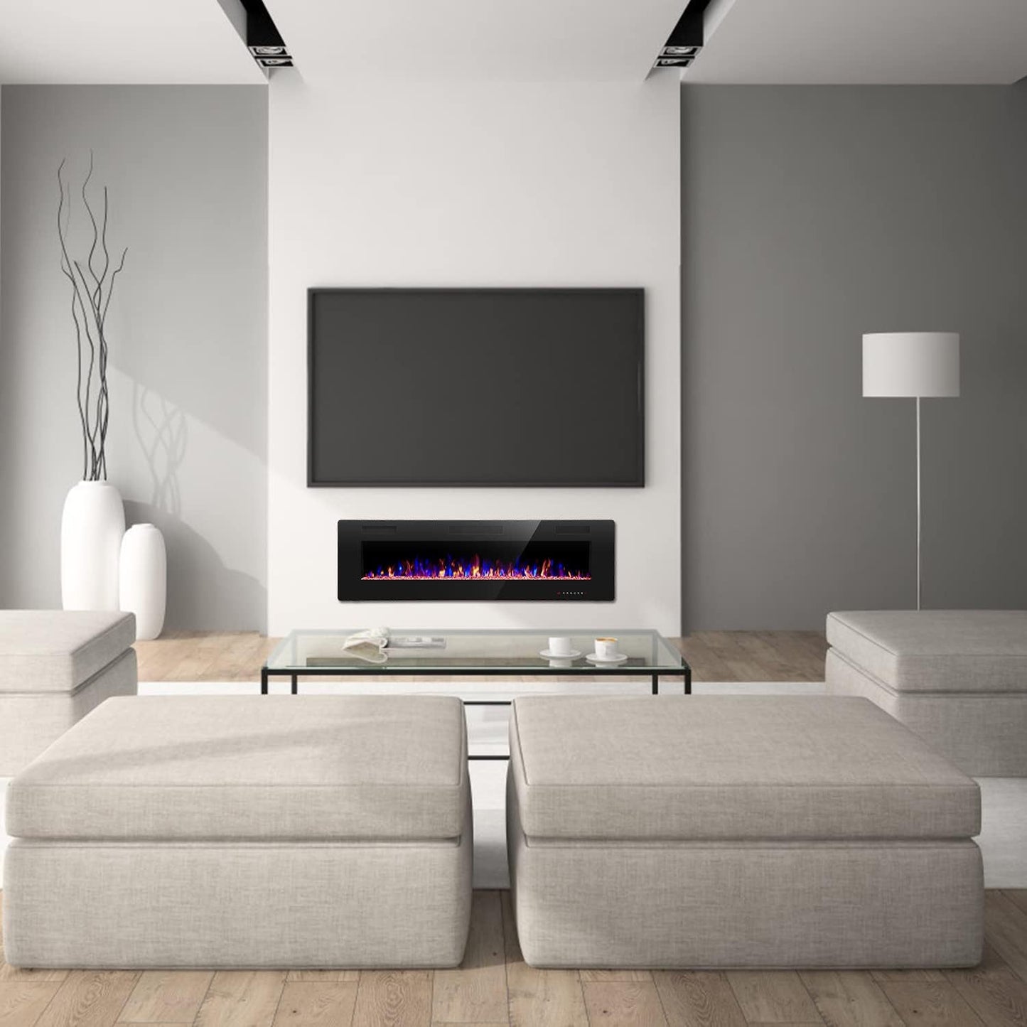 Xbeauty Electric Fireplace in-Wall Recessed and Wall Mounted