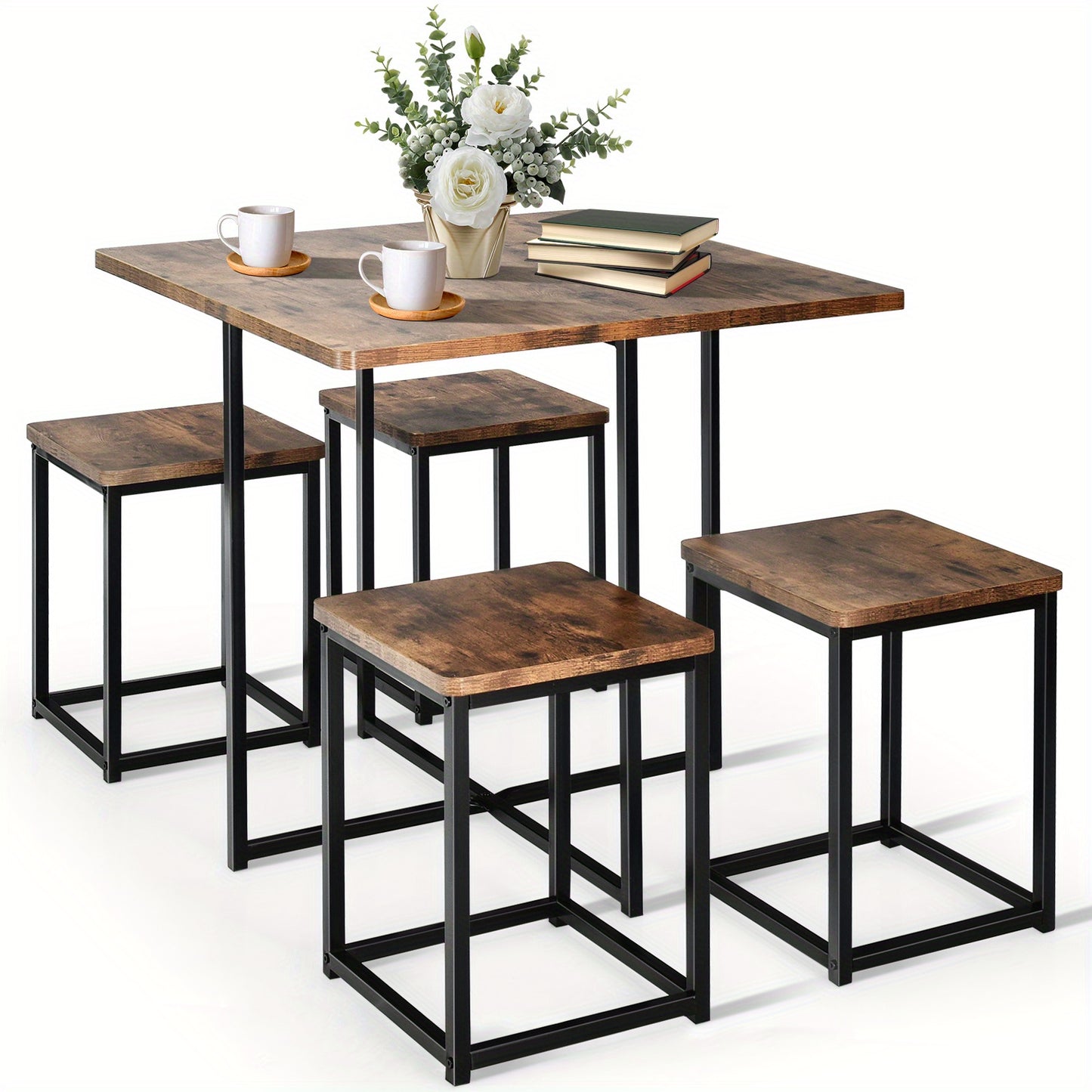 GOPLUS 5pcs Kitchen Dining Set for 4 - Space-Saving