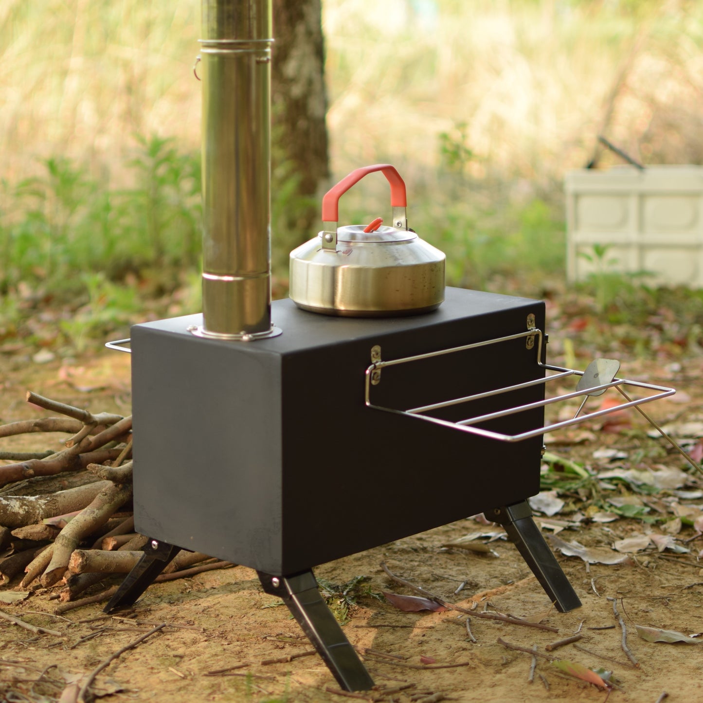 Portable Camping Wood Burning Stoves 403 carbon steel with Chimney Pipes