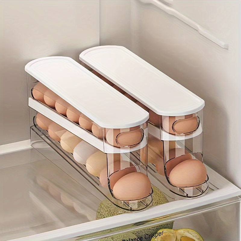 Space-Saving Double-Layer Rolling Egg Storage Box