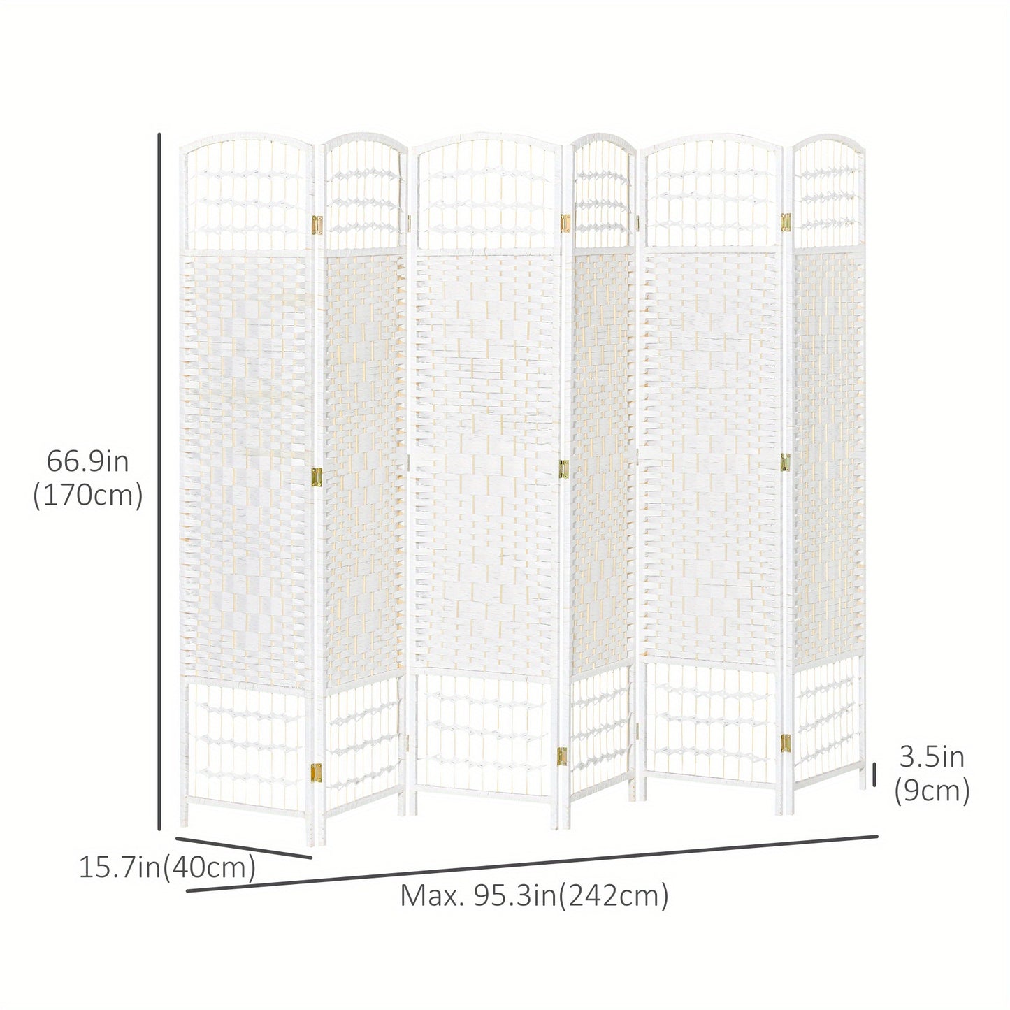 HOMCOM 6 Panel Room Divider, 5.6 ft Tall Folding Privacy Screen