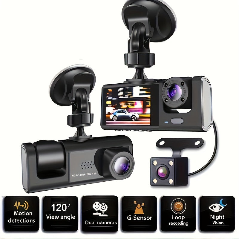 Vavupo 1080P Triple Dash Cam for Cars