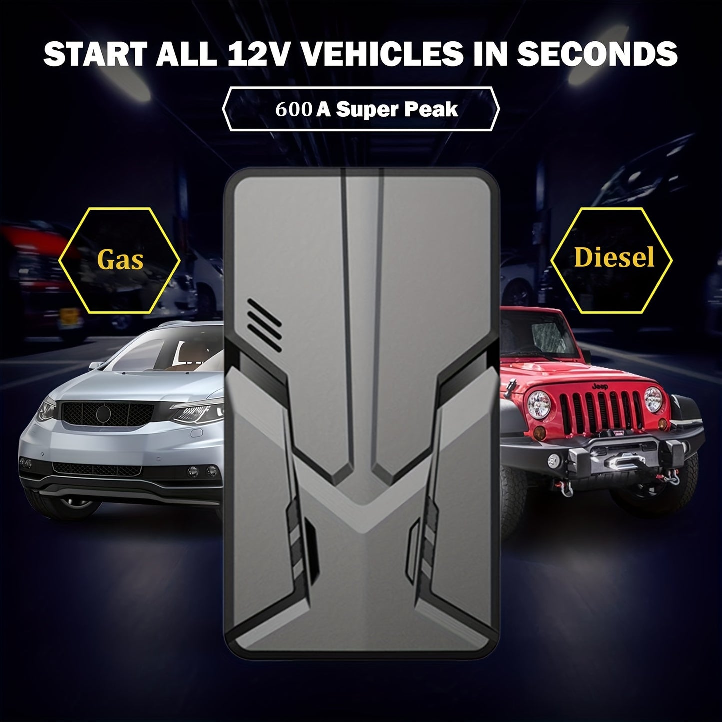 Car Jump Starter 30000mAh Power Bank With Led Light