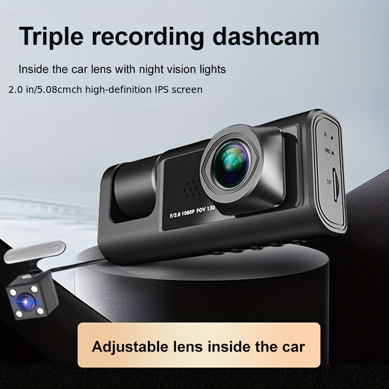 Vavupo 1080P Triple Dash Cam for Cars