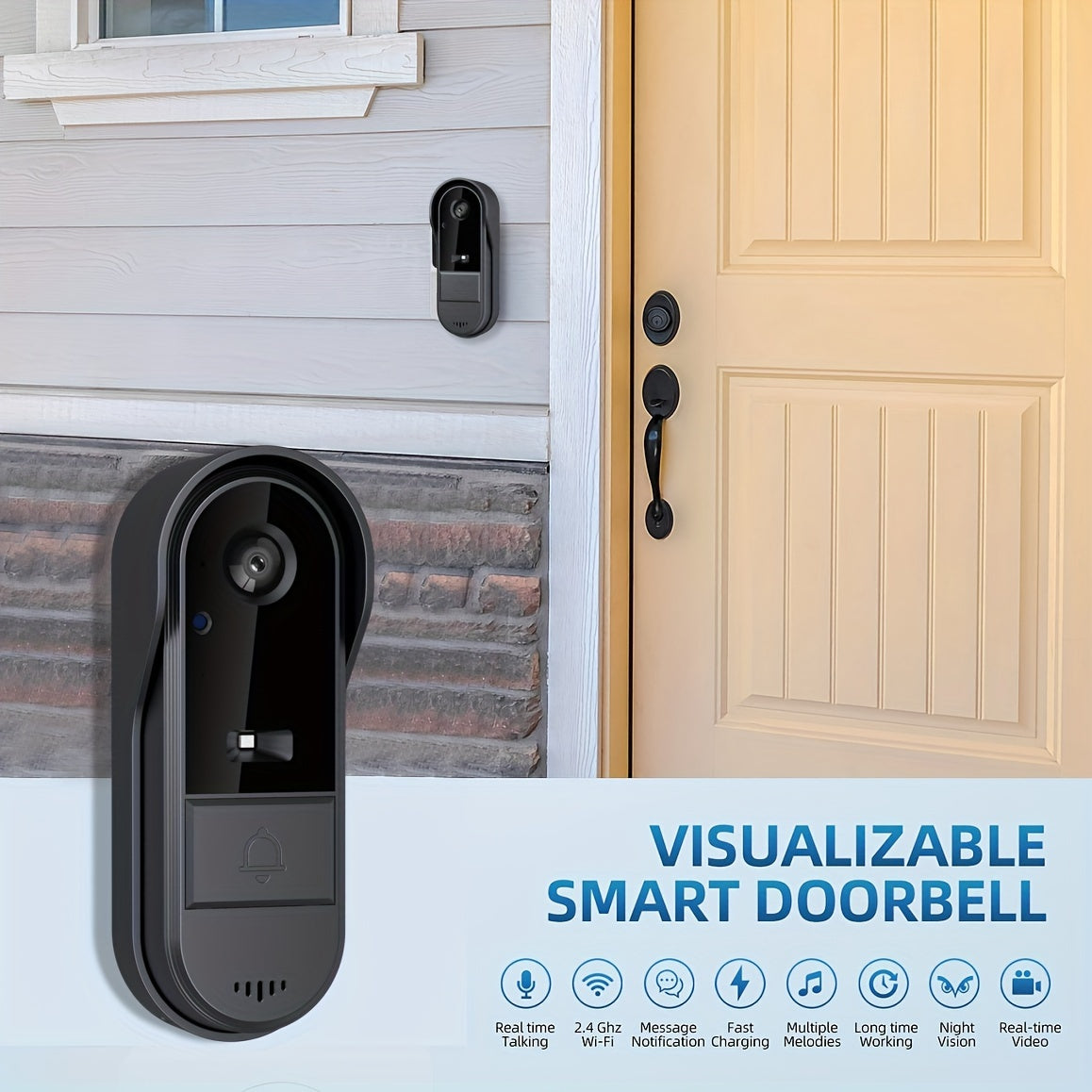 Tuya Smart 1pc HD Video Doorbell - Wi-Fi Enabled