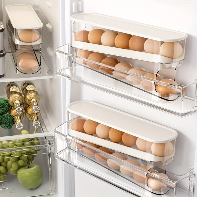 Space-Saving Double-Layer Rolling Egg Storage Box