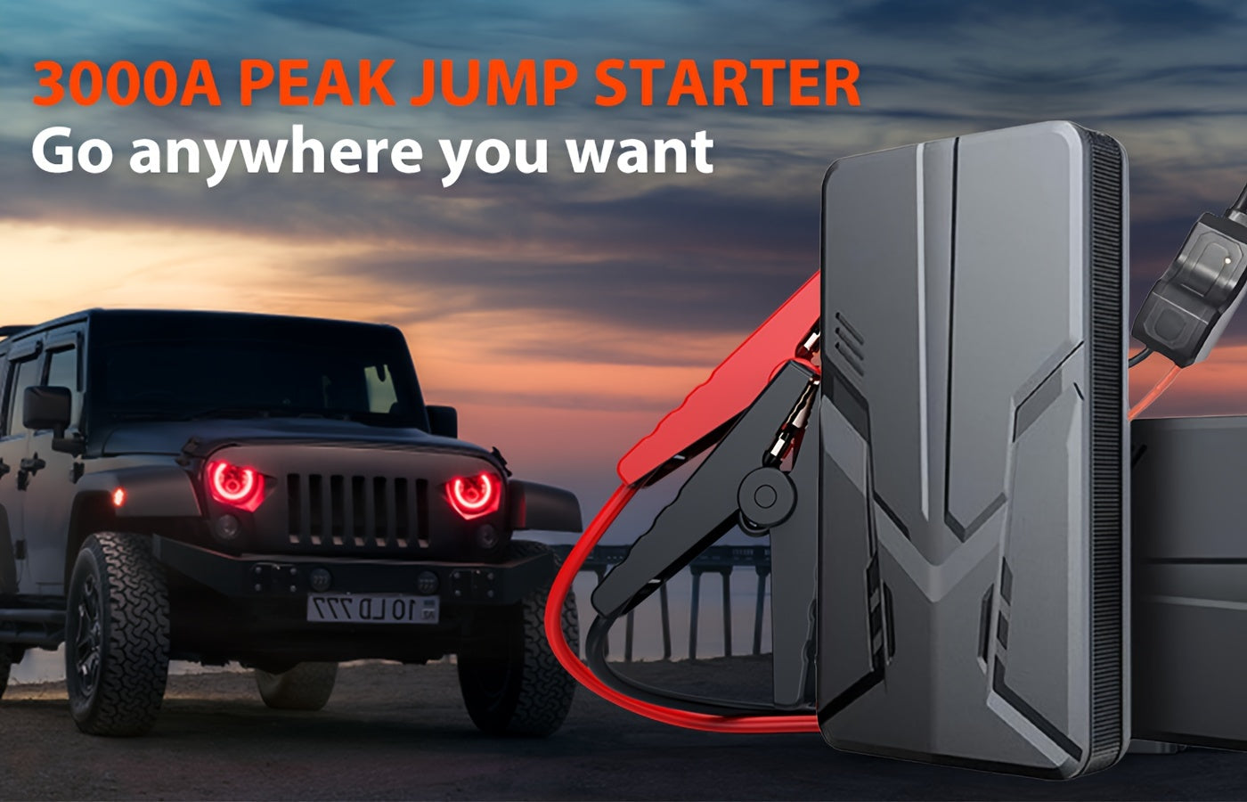 Car Jump Starter 30000mAh Power Bank With Led Light