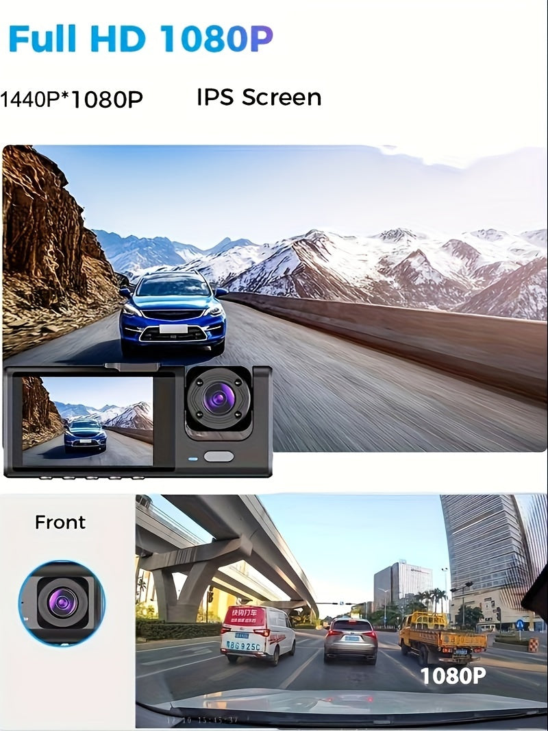 Vavupo 1080P Triple Dash Cam for Cars