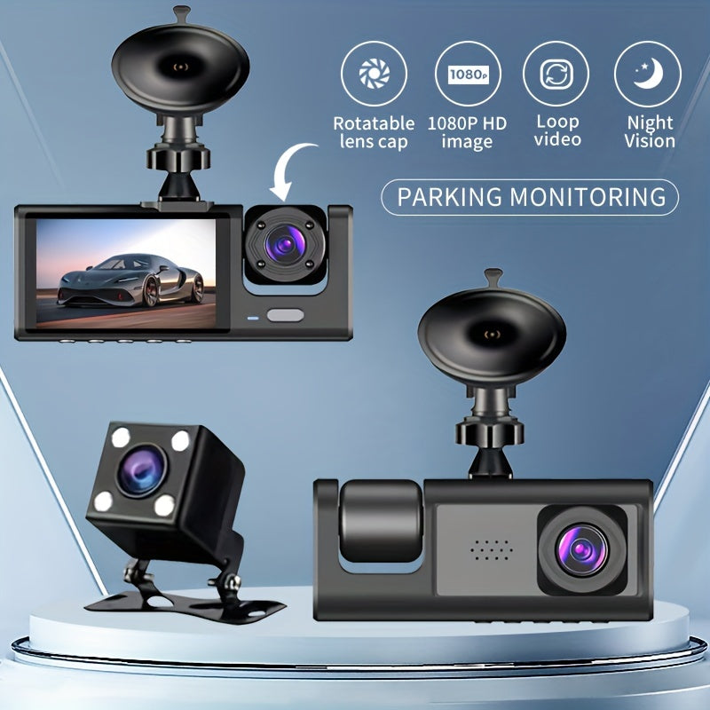 Vavupo 1080P Triple Dash Cam for Cars