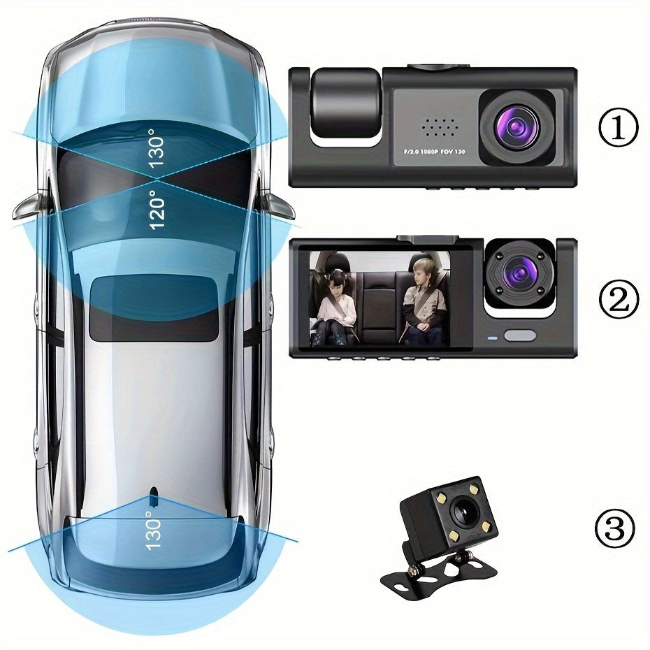 Vavupo 1080P Triple Dash Cam for Cars