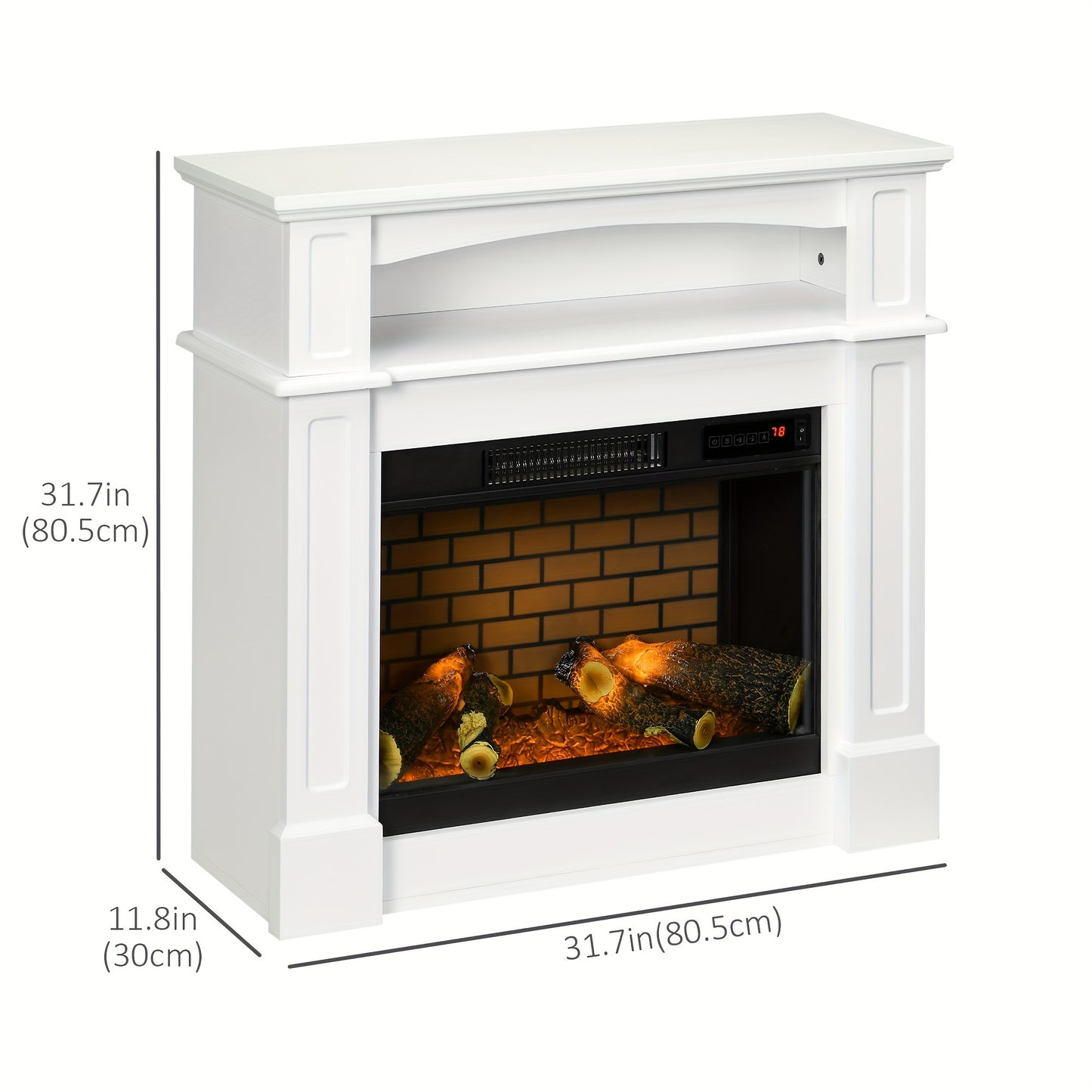 32" Freestanding Electric Fireplace Heater With Mantel