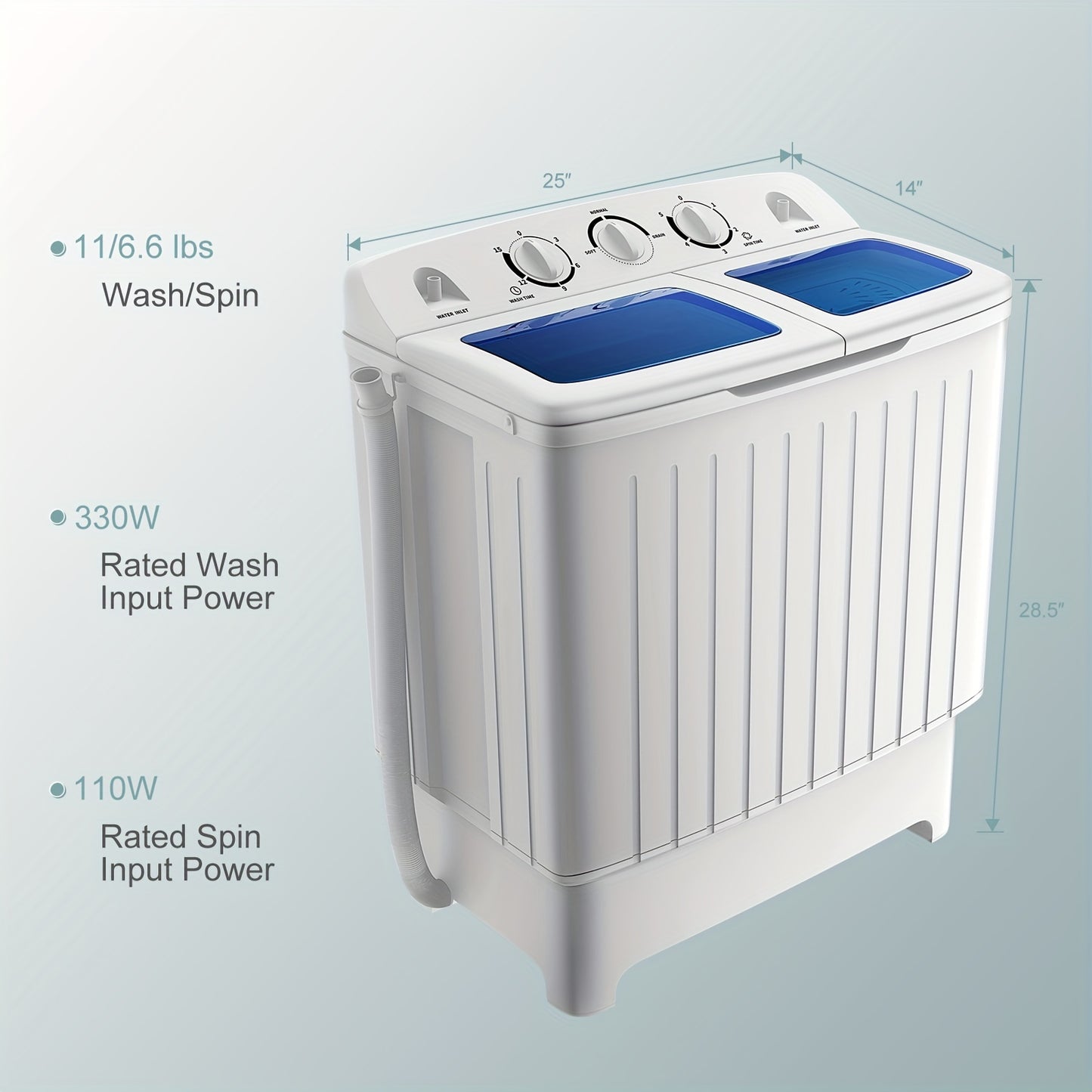 Portable Mini Washing Machine Washer Compact Twin Tub 20 lbs Spin