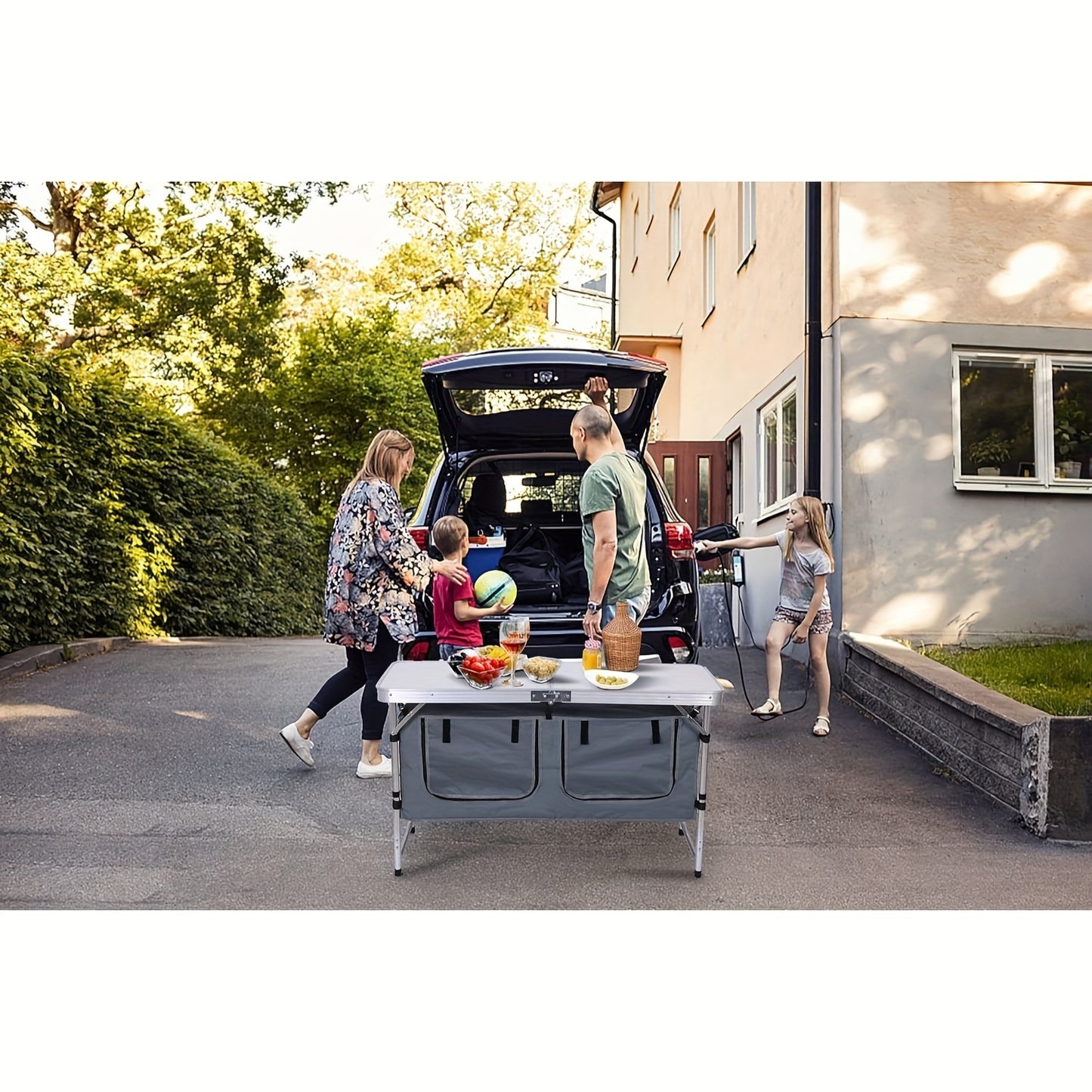 Adjustable Height Folding Camping Table With Carry Handle