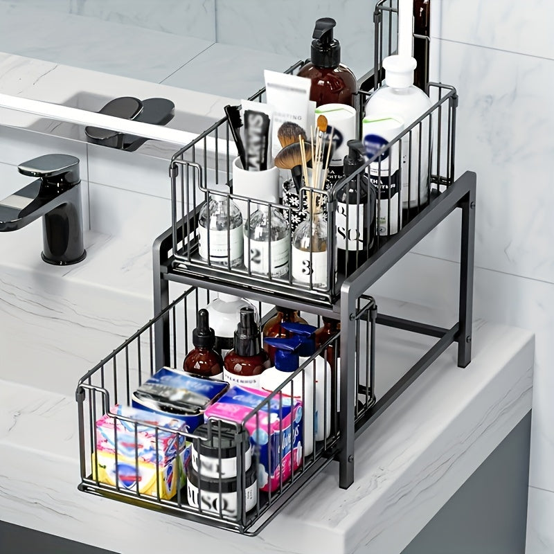 2 Tier Basket Sliding Drawer Organizer