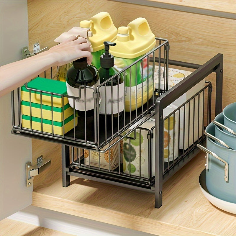 2 Tier Basket Sliding Drawer Organizer