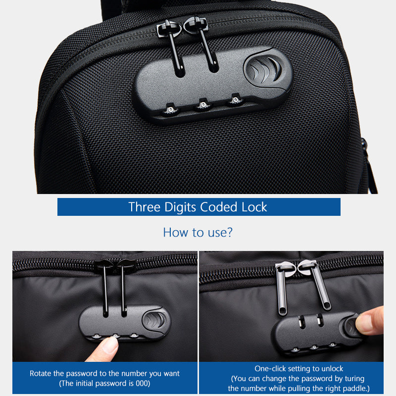 Multifunctional Shoulder Bag Anti-Theft Waterproof Chest Bag USB