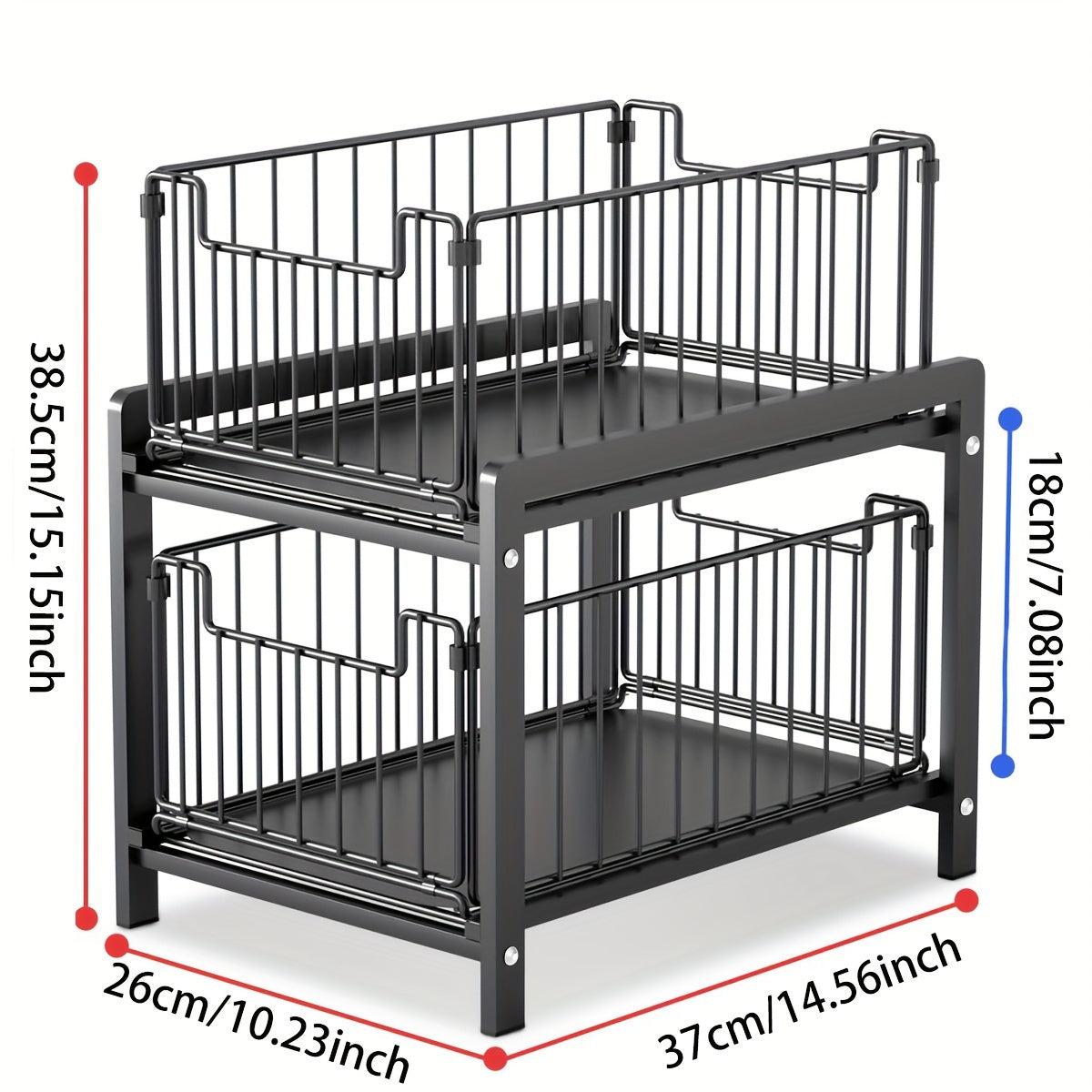 2 Tier Basket Sliding Drawer Organizer