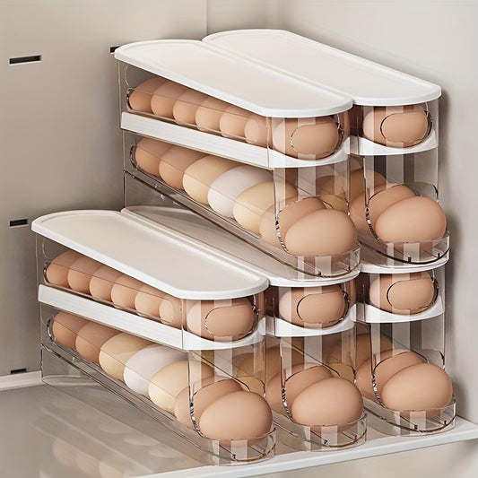 Space-Saving Double-Layer Rolling Egg Storage Box