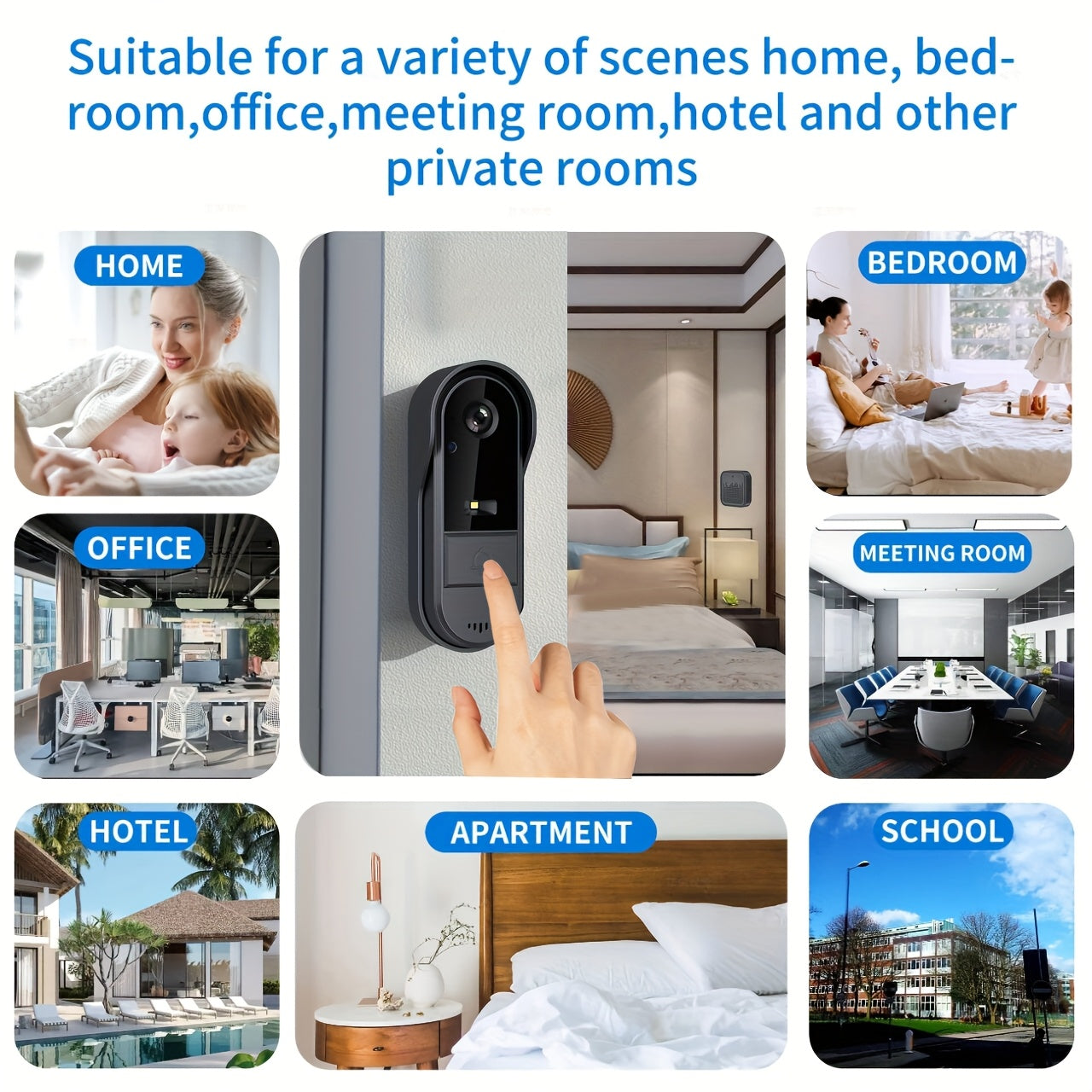 Tuya Smart 1pc HD Video Doorbell - Wi-Fi Enabled