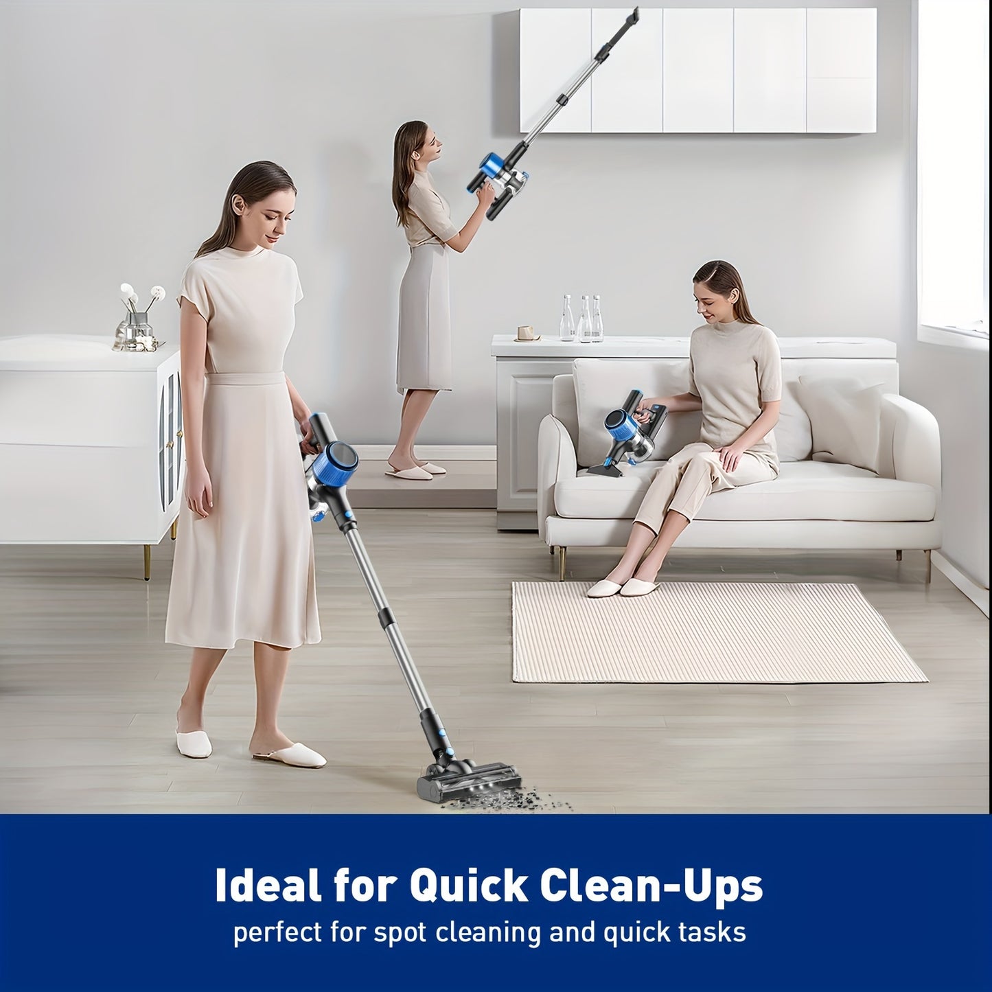 8-in-1 Cordless Stick Vacuum with Powerful 28Kpa Suction, 40-Min Runtime