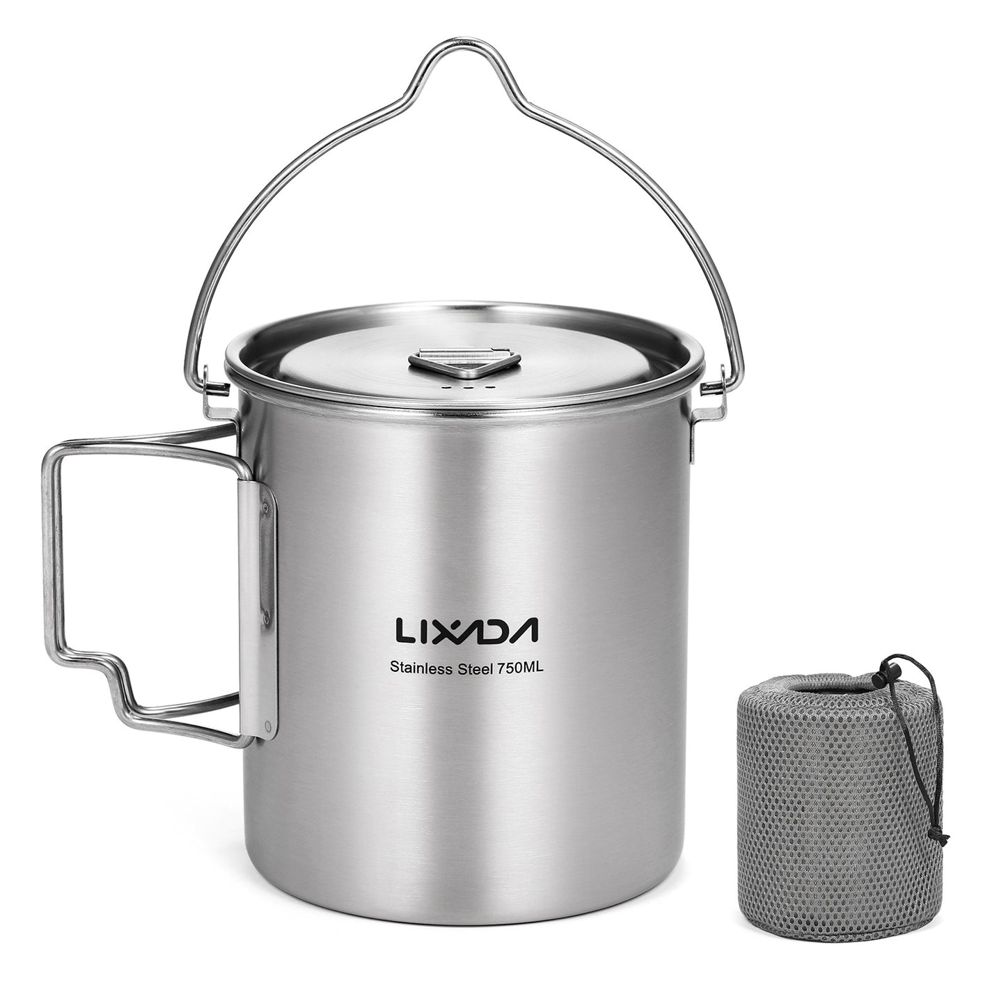 Lixada Stainless Steel Water Mug with Lid and Foldable Handle