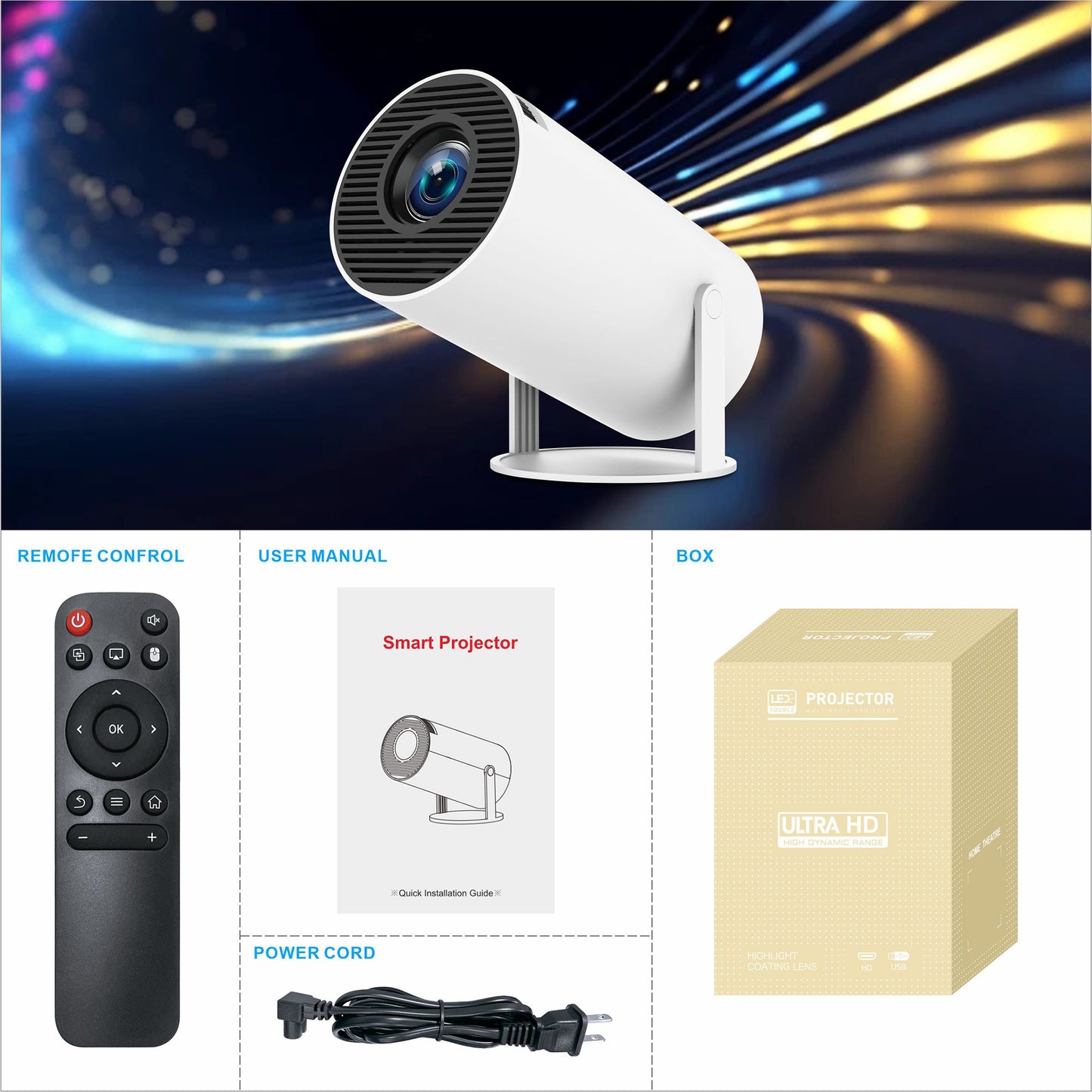 HY300 PRO Mini Projector with Android 11, Dual Wifi6