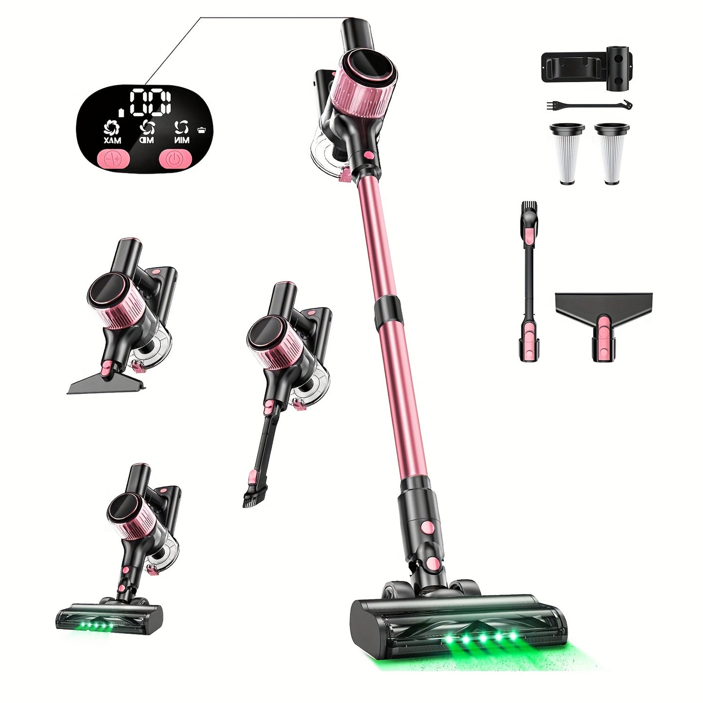 8-in-1 Cordless Stick Vacuum with Powerful 28Kpa Suction, 40-Min Runtime