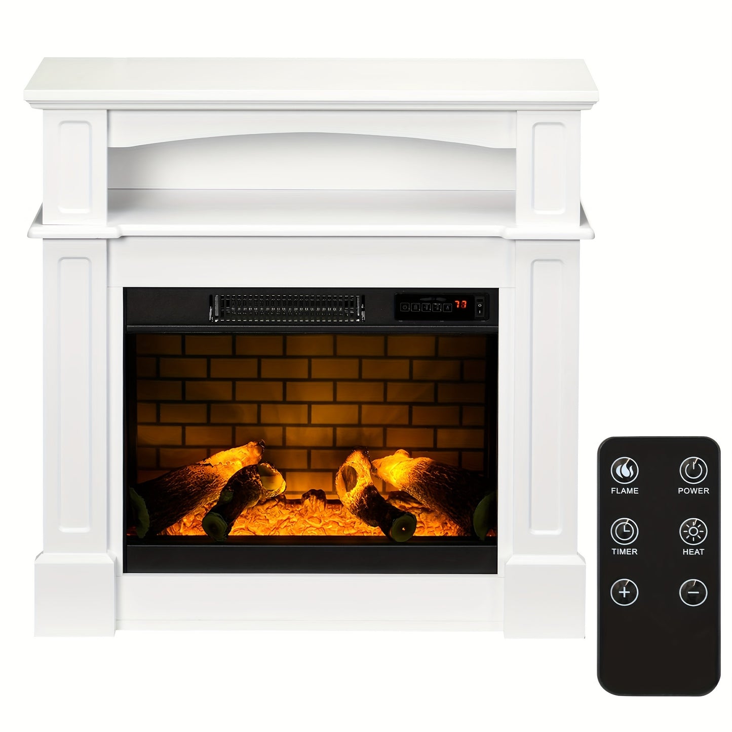 32" Freestanding Electric Fireplace Heater With Mantel