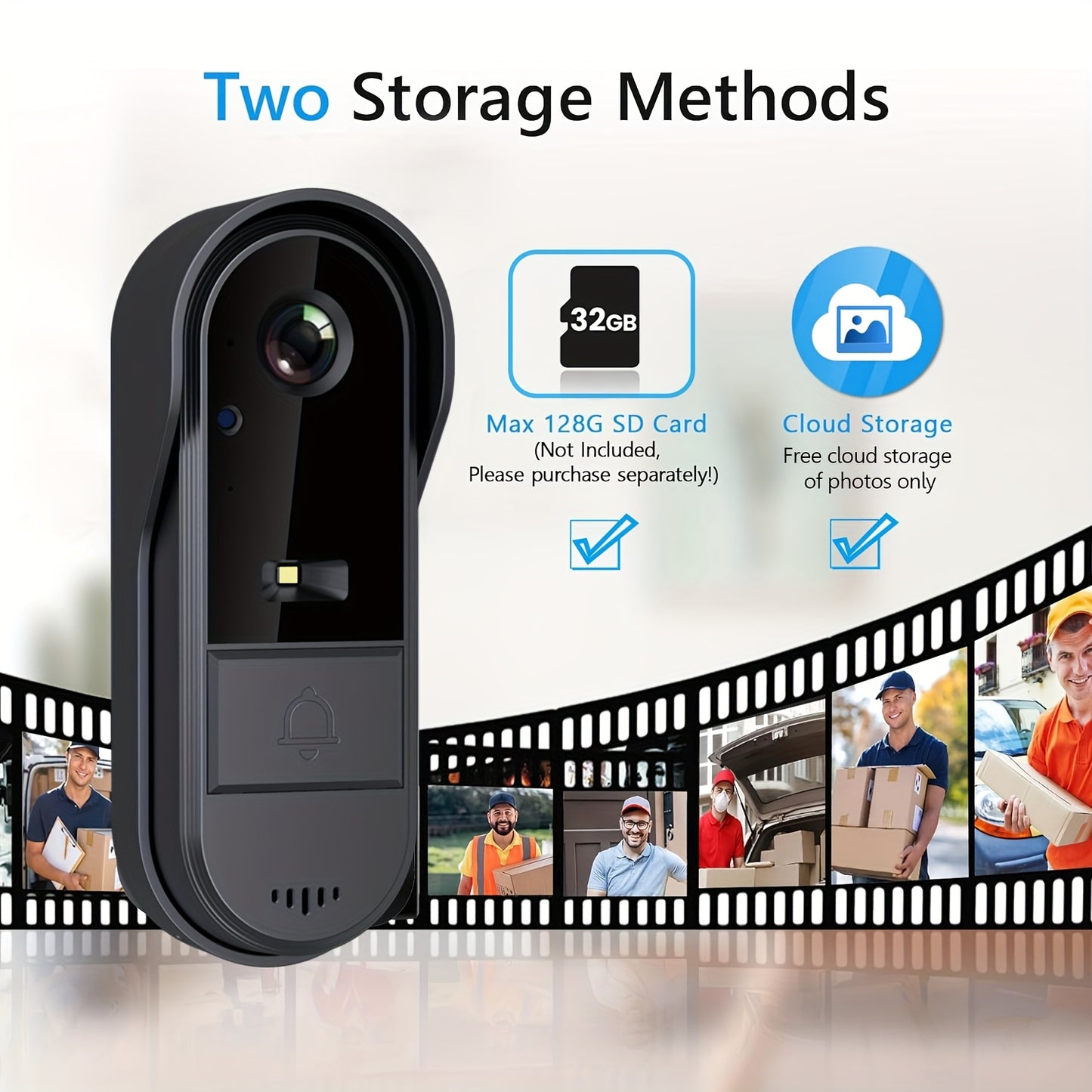 Tuya Smart 1pc HD Video Doorbell - Wi-Fi Enabled