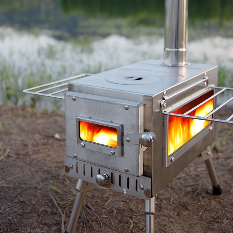 Stainless Steel Portable Camping Tent Stove with Glass Window