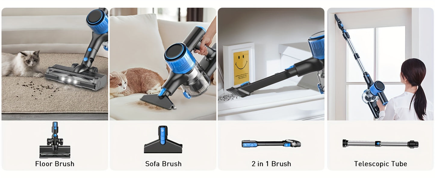 8-in-1 Cordless Stick Vacuum with Powerful 28Kpa Suction, 40-Min Runtime