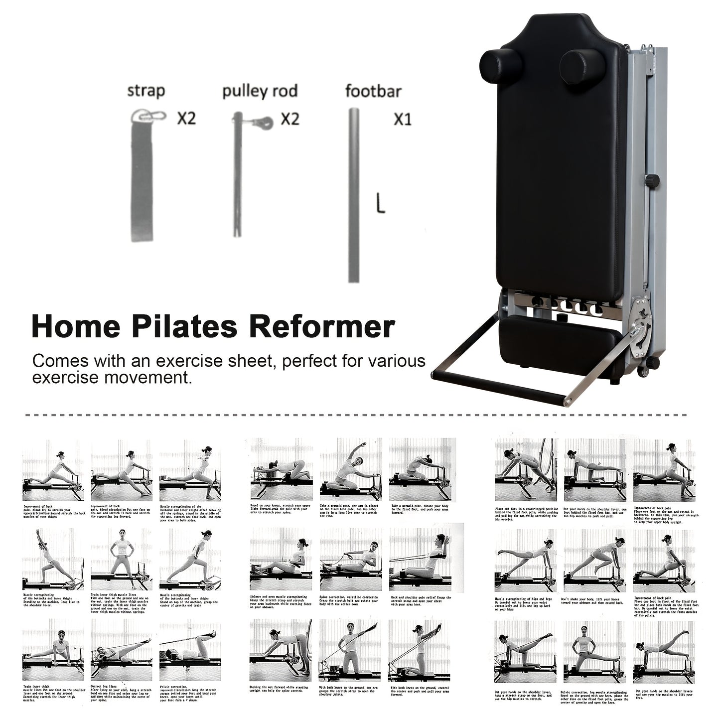 Soges Foldable Pilates Reformer Machine