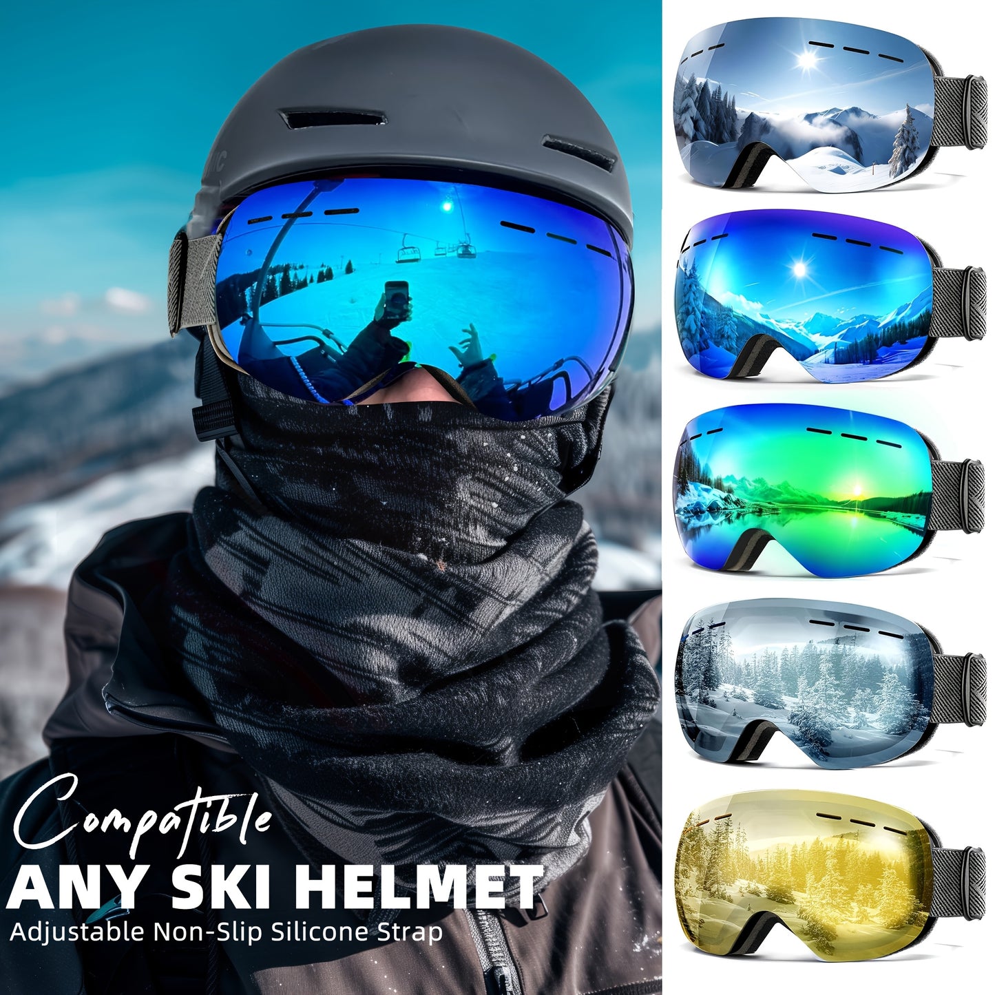 Adult Anti-Fog Ski Goggles | 2 Pairs