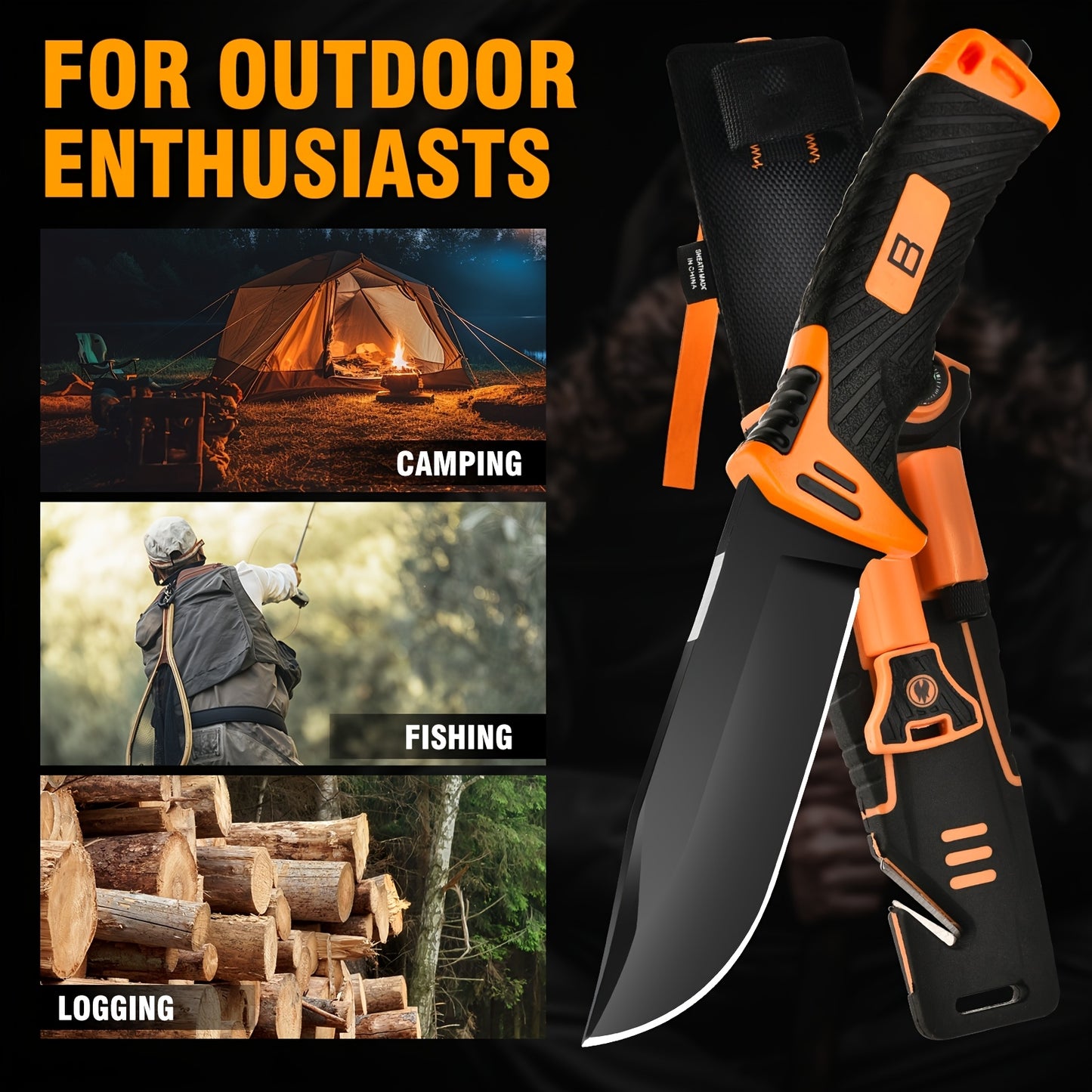 Tactical Survival Knife Set with Fire Starter