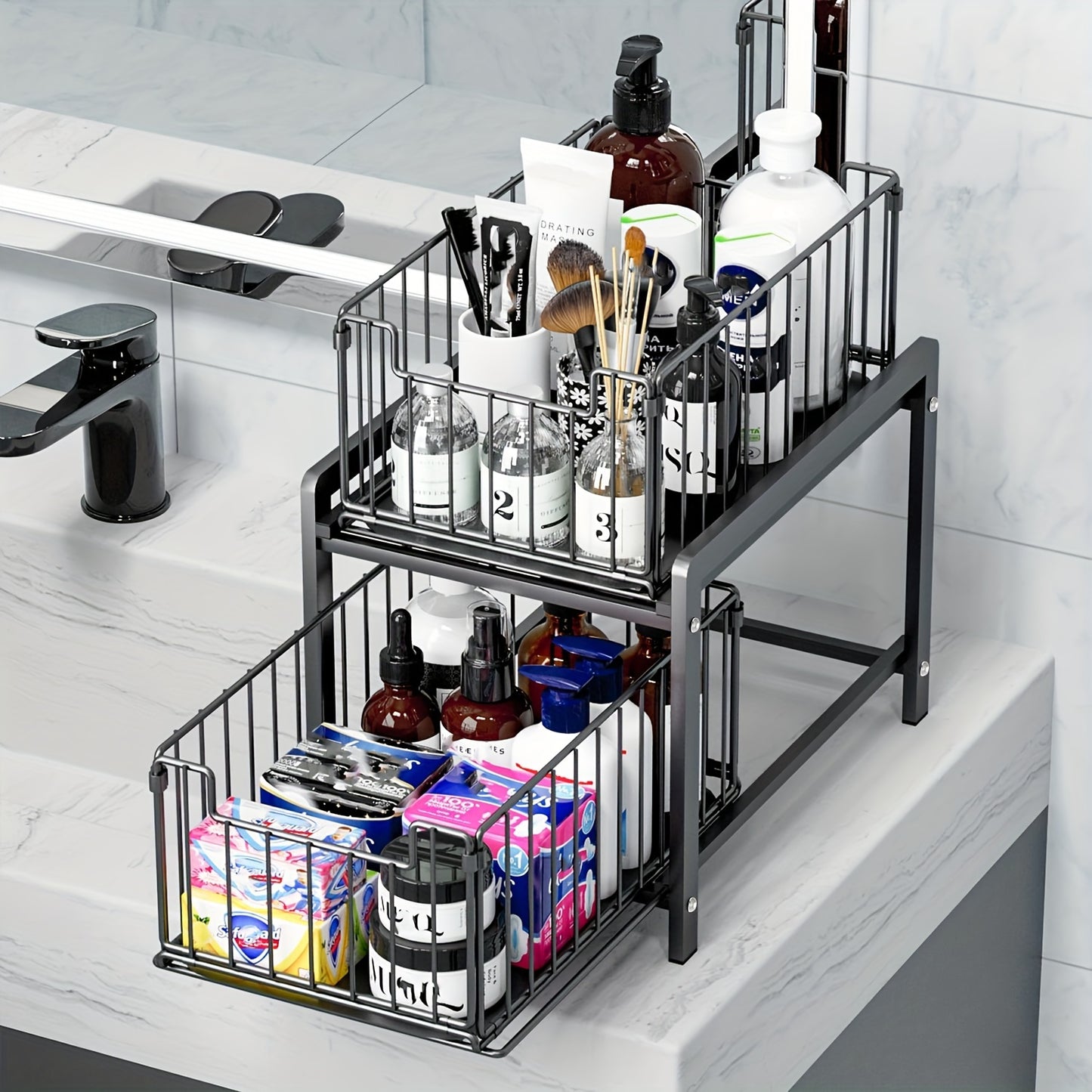 2 Tier Basket Sliding Drawer Organizer