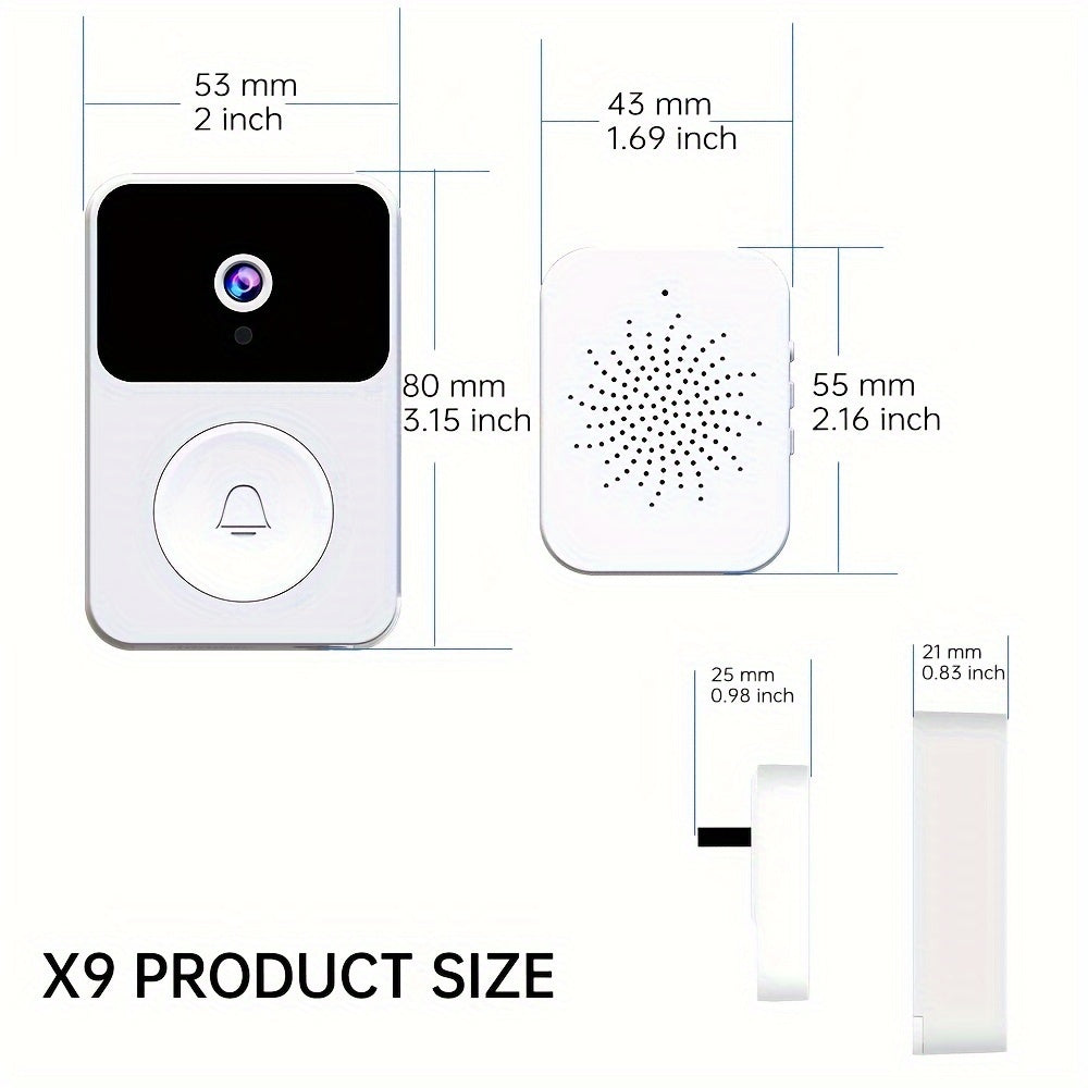 480p HD SELFIECOM Smart Video Doorbell - WiFi Door Camera with Night Vision, Remote Control - Rechargeable