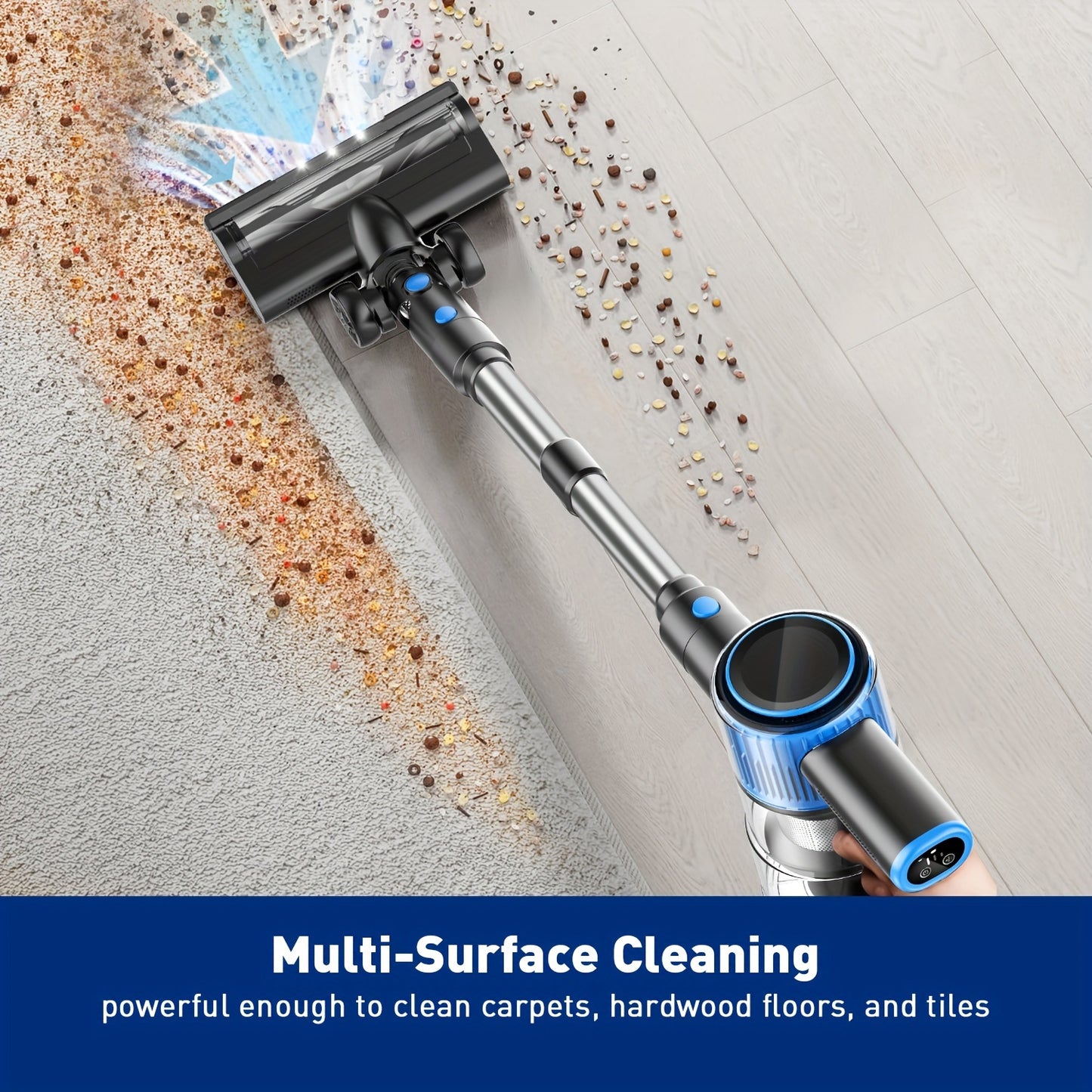 8-in-1 Cordless Stick Vacuum with Powerful 28Kpa Suction, 40-Min Runtime