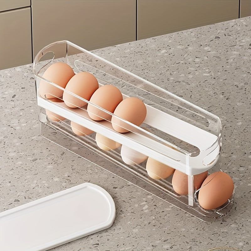 Space-Saving Double-Layer Rolling Egg Storage Box