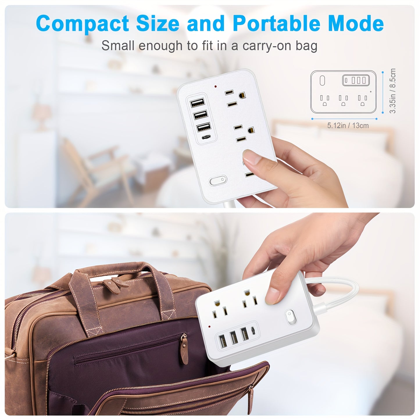 Surge Protector Power Strip with 5-Foot Flat Plug Extension Cord